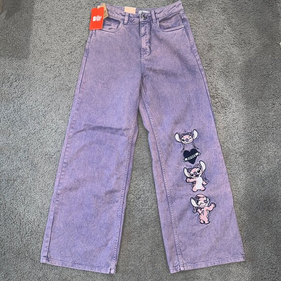 THE SOULED STORE DENIM DIVISION DISNEY LILO & STITCH ANGEL WIDE LEG FIT JEANS 26 - Picture 1 of 12